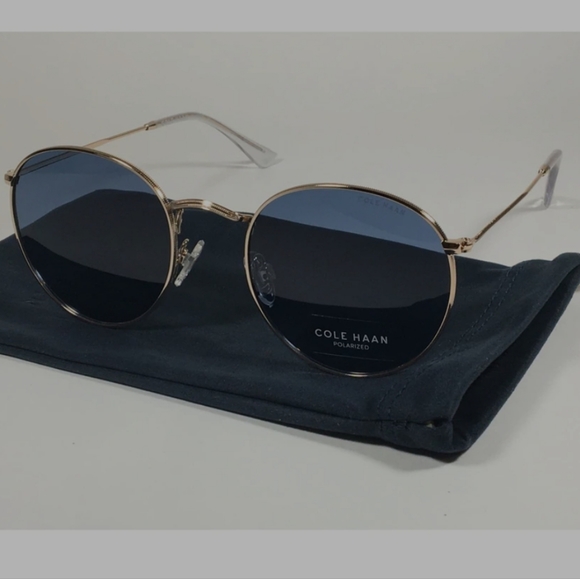Cole Haan Other - Cole Haan | Polarized Round Sunglasses in Gold/Blue